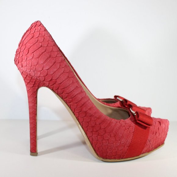 SALVATORE FERRAGAMO Genuine Python Leather Suede Heel 8 - Picture 7 of 14